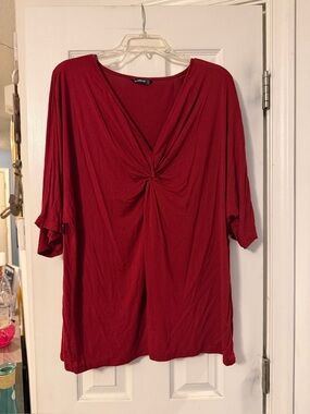 BloomChic Red Twist-Front Tunic Top